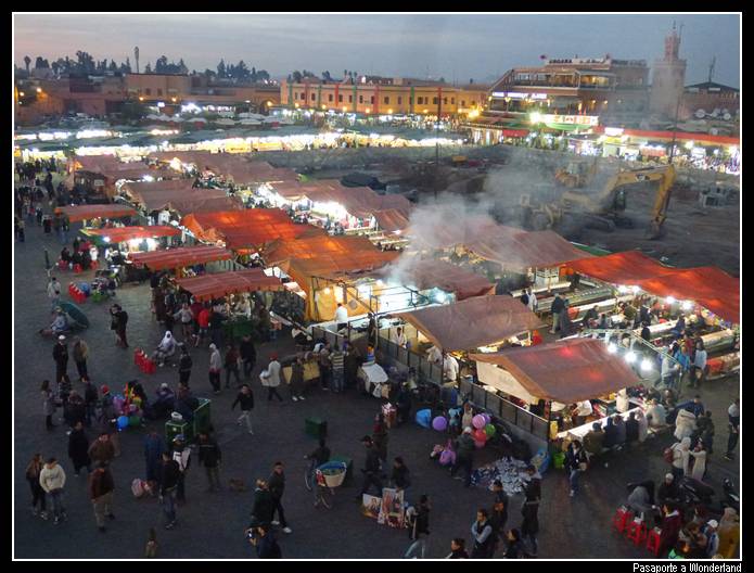 Vistas desde el Cafe Glacier el Fna Marrakech atardecer